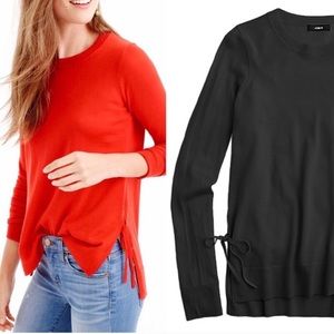 NEW J. Crew side slit sweater with ties crewneck